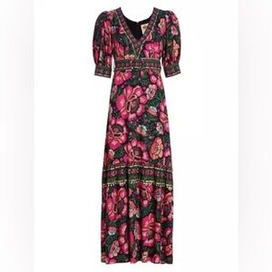 FARM Rio Black & Pink Floral Maxi Dress